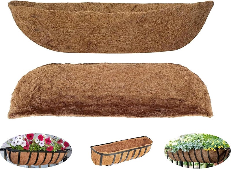 LAVZAN 24 inch Replaceable Coco Liner for Railing Basket Horse Trough Coco Liner for Window Box, Coco Liner for Fence Flower Baskets 100% Natural Coir Liners for Basket (24 in / 1Pc) - Image 1